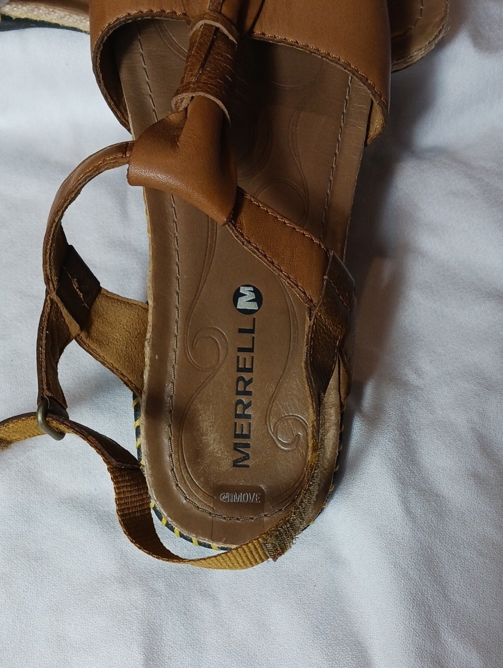 Merrell Whisper Link T-Strap Leather Sandals Ergonomic Boho Chic Granola Size 9 - Picture 3 of 10